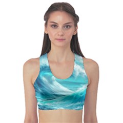 Tsunami Waves Ocean Sea Nautical Nature Water Tidal Sports Bra by Jancukart