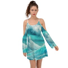 Tsunami Waves Ocean Sea Nautical Nature Water Tidal Boho Dress by Jancukart