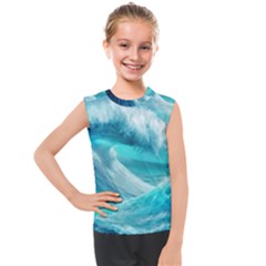 Tsunami Waves Ocean Sea Nautical Nature Water Tidal Kids  Mesh Tank Top by Jancukart