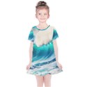 Tsunami Waves Ocean Sea Nautical Nature Water Art Ai Generated Kids  Simple Cotton Dress View1