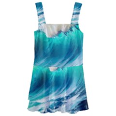 Tsunami Waves Ocean Sea Nautical Nature Water Art Ai Generated Kids  Layered Skirt Swimsuit by Jancukart