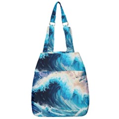 Tsunami Waves Ocean Sea Nautical Nature Water Arts Center Zip Backpack by Jancukart