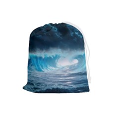 Thunderstorm Storm Tsunami Waves Ocean Sea Drawstring Pouch (large)