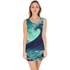 Waves Ocean Sea Tsunami Nautical Bodycon Dress by Jancukart