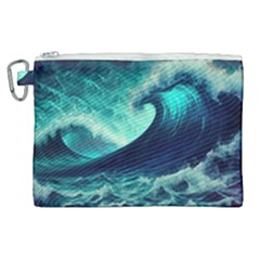 Waves Ocean Sea Tsunami Nautical Canvas Cosmetic Bag (xl)