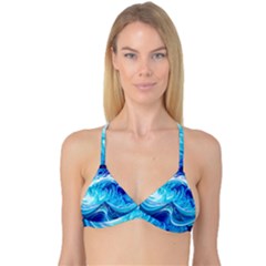 Tsunami Waves Ocean Sea Nautical Nature Abstract Blue Water Reversible Tri Bikini Top by Jancukart