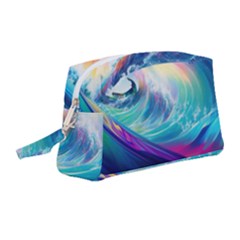 Waves Ocean Sea Tsunami Nautical Nature Water Wristlet Pouch Bag (medium) by Jancukart