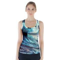 Tsunami Waves Ocean Sea Nautical Nature Water 4 Racer Back Sports Top by Jancukart