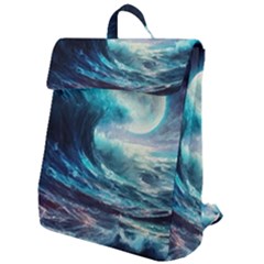 Tsunami Waves Ocean Sea Nautical Nature Water 4 Flap Top Backpack by Jancukart