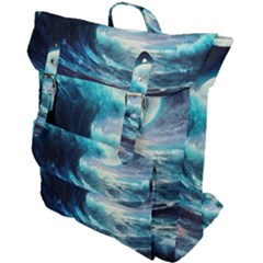 Tsunami Waves Ocean Sea Nautical Nature Water 4 Buckle Up Backpack by Jancukart