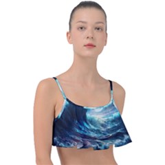 Tsunami Waves Ocean Sea Nautical Nature Water 4 Frill Bikini Top by Jancukart