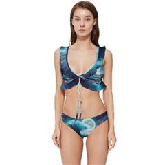 Tsunami Waves Ocean Sea Nautical Nature Water 4 Low Cut Ruffle Edge Bikini Set by Jancukart