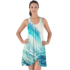 Tsunami Waves Ocean Sea Nautical Nature Water 8 Show Some Back Chiffon Dress