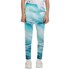 Tsunami Waves Ocean Sea Nautical Nature Water 8 Kids  Skirted Pants by Jancukart