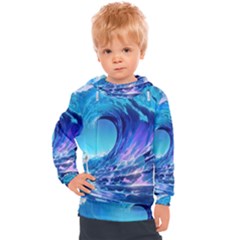 Tsunami Tidal Wave Ocean Waves Sea Nature Water 2 Kids  Hooded Pullover by Jancukart