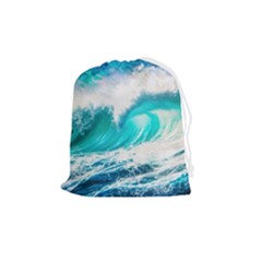 Tsunami Waves Ocean Sea Nautical Nature Water Blue Nature Drawstring Pouch (medium) by Jancukart