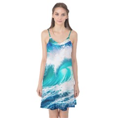 Tsunami Waves Ocean Sea Nautical Nature Water Blue Nature Camis Nightgown 