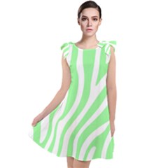 Green Zebra Vibes Animal Print  Tie Up Tunic Dress by ConteMonfrey