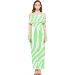 Green Zebra Vibes Animal Print  Draped Sleeveless Chiffon Jumpsuit by ConteMonfrey