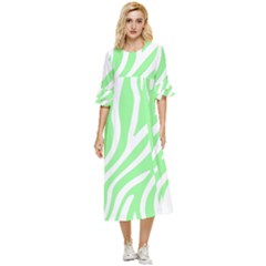 Green Zebra Vibes Animal Print  Double Cuff Midi Dress by ConteMonfrey