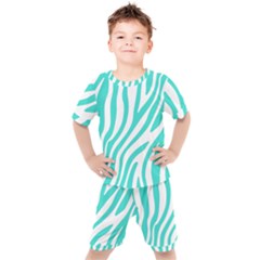 Blue Zebra Vibes Animal Print   Kids  Tee And Shorts Set by ConteMonfrey