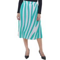 Blue Zebra Vibes Animal Print   Classic Velour Midi Skirt  by ConteMonfrey