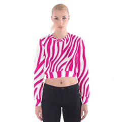 Pink Fucsia Zebra Vibes Animal Print Cropped Sweatshirt by ConteMonfrey