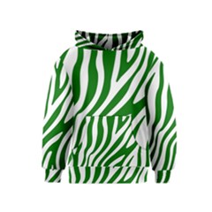 Dark Green Zebra Vibes Animal Print Kids  Pullover Hoodie by ConteMonfrey