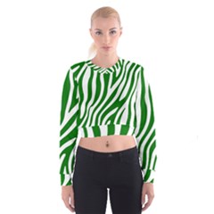 Dark Green Zebra Vibes Animal Print Cropped Sweatshirt by ConteMonfrey