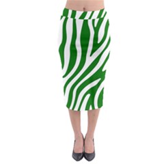 Dark Green Zebra Vibes Animal Print Midi Pencil Skirt by ConteMonfrey