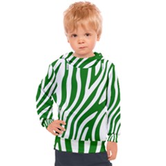 Dark Green Zebra Vibes Animal Print Kids  Hooded Pullover by ConteMonfrey