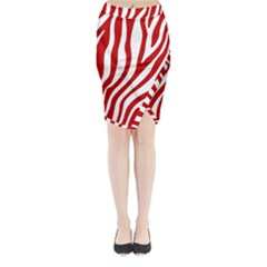 Red Zebra Vibes Animal Print  Midi Wrap Pencil Skirt by ConteMonfrey