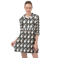 Grey And White Little Paws Mini Skater Shirt Dress by ConteMonfrey