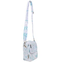 Birds Seamless Pattern Blue Shoulder Strap Belt Bag by ConteMonfrey