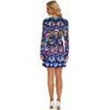 Leafs and Floral Long Sleeve Deep V Mini Dress  View4