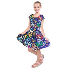 Leafs And Floral Kids  Short Sleeve Dress