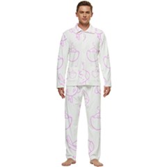 Birds Seamless Pattern Purple Men s Long Sleeve Velvet Pocket Pajamas Set by ConteMonfrey