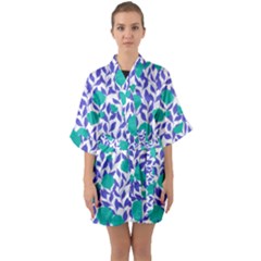 Green Flowers On The Wall Half Sleeve Satin Kimono  by ConteMonfrey