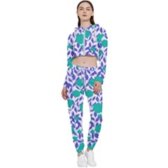 Green Flowers On The Wall Cropped Zip Up Lounge Set by ConteMonfrey