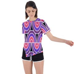 Pink, Blue, Black, Purple Tones Pop Art  Asymmetrical Short Sleeve Sports Tee