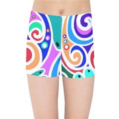 Crazy Pop Art - Doodle Circles   Kids  Sports Shorts by ConteMonfrey