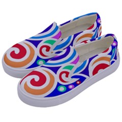 Crazy Pop Art - Doodle Circles   Kids  Canvas Slip Ons by ConteMonfrey