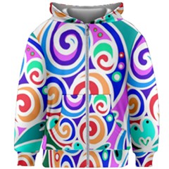 Crazy Pop Art - Doodle Circles   Kids  Zipper Hoodie Without Drawstring by ConteMonfrey