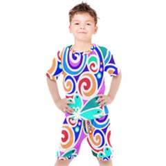 Crazy Pop Art - Doodle Circles   Kids  Tee And Shorts Set by ConteMonfrey