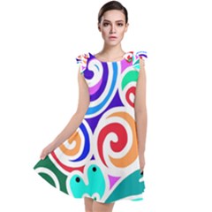 Crazy Pop Art - Doodle Circles   Tie Up Tunic Dress by ConteMonfrey