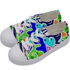 Crazy Pop Art - Doodle Skulls  Kids  Low Top Canvas Sneakers by ConteMonfrey