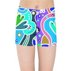 Crazy Pop Art - Doodle Hearts   Kids  Sports Shorts by ConteMonfrey