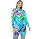 Crazy Pop Art - Doodle Hearts   Women s Long Oversized Pullover Hoodie View1