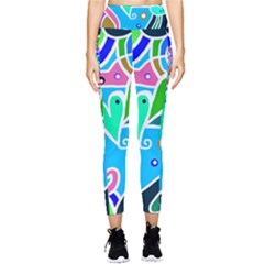 Crazy Pop Art - Doodle Hearts   Pocket Leggings 