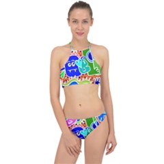 Crazy Pop Art - Doodle Buddies  Racer Front Bikini Set by ConteMonfrey